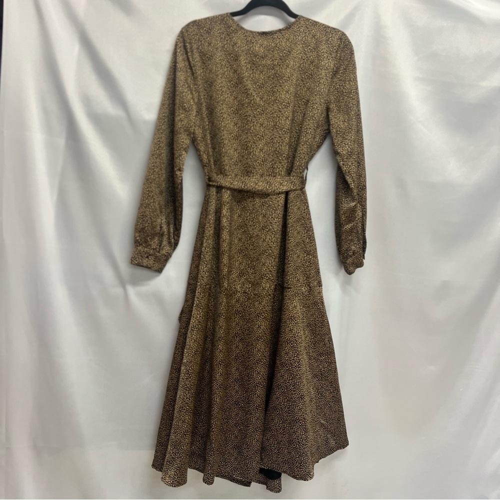 Vince Camuto Abstract Cheetah Print Long Sleeve Midi Dress Wrap Bodice Small - Picture 3 of 6